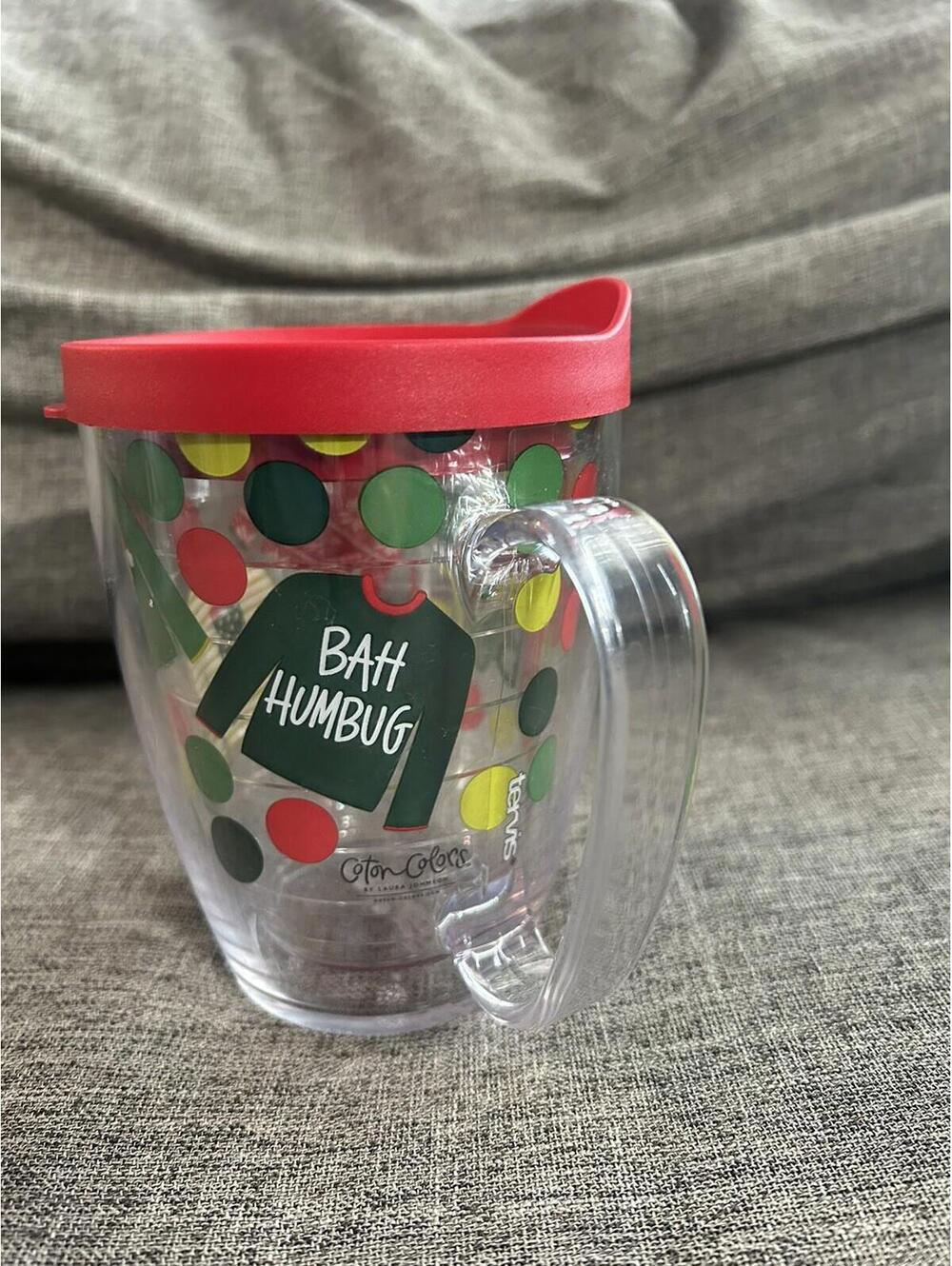 Tervis Bah Humbug 16oz Coffee Mug Cup With Handle Ugly Sweater